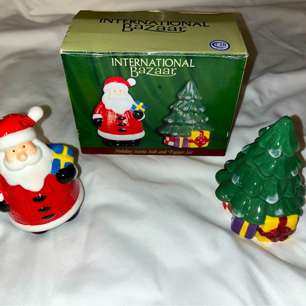 Adorable Santa and Christmas Tree Salt and Pepper Shakers
